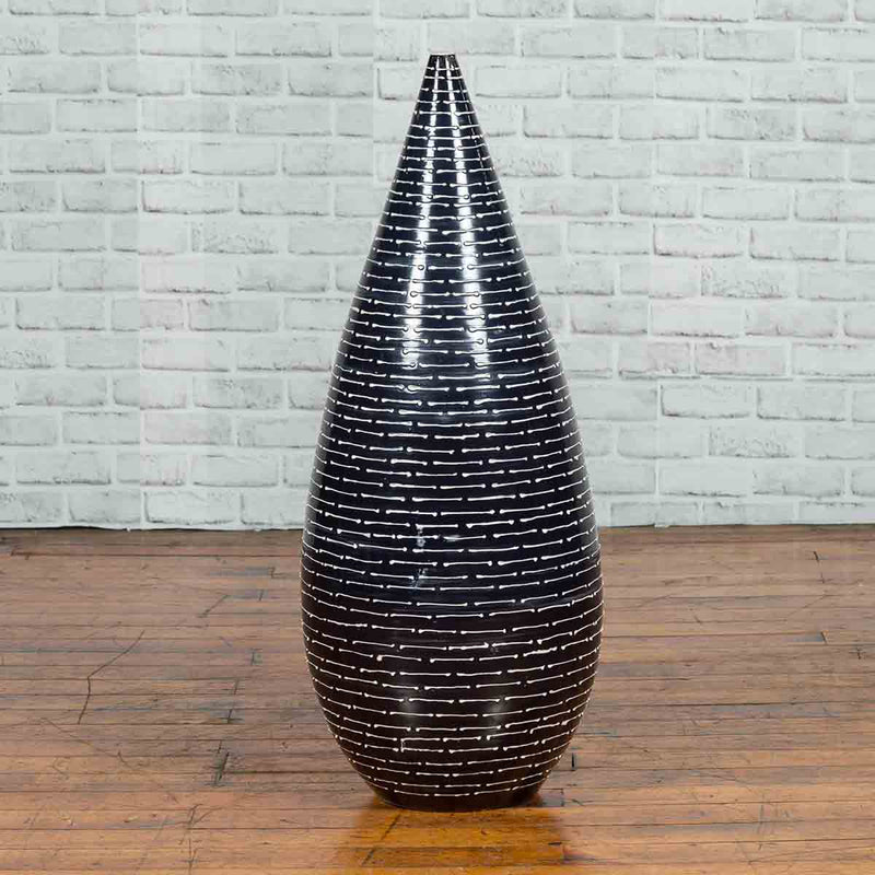 Thai Chiang Mai Contemporary Black and White Vase from the Prem Collection-YN6970-2. Asian & Chinese Furniture, Art, Antiques, Vintage Home Décor for sale at FEA Home