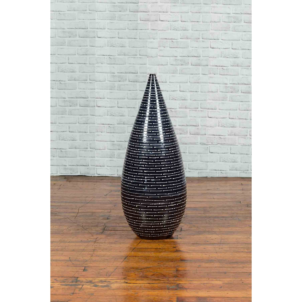 Thai Chiang Mai Contemporary Black and White Vase from the Prem Collection-5. Asian &amp; Chinese Furniture, Art, Antiques, Vintage Home Décor for sale at FEA Home