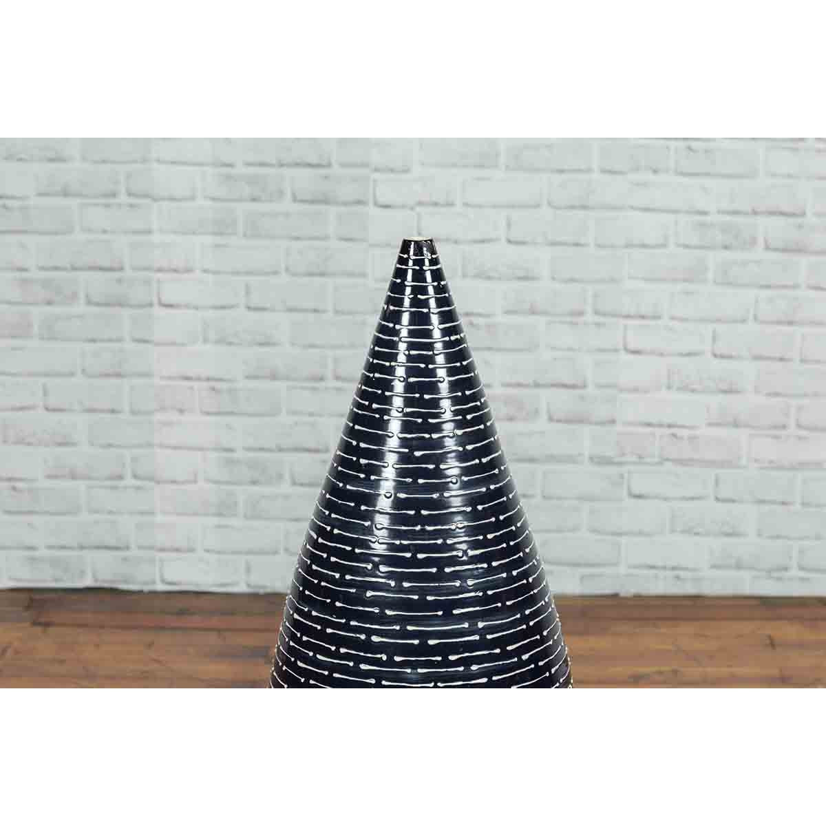 Thai Chiang Mai Contemporary Black and White Vase from the Prem Collection-6. Asian &amp; Chinese Furniture, Art, Antiques, Vintage Home Décor for sale at FEA Home