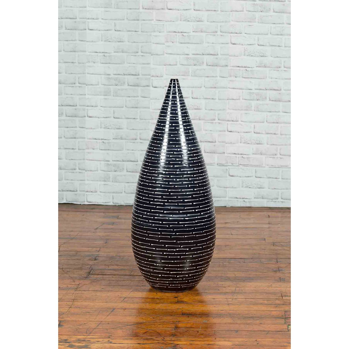 Thai Chiang Mai Contemporary Black and White Vase from the Prem Collection-8. Asian &amp; Chinese Furniture, Art, Antiques, Vintage Home Décor for sale at FEA Home
