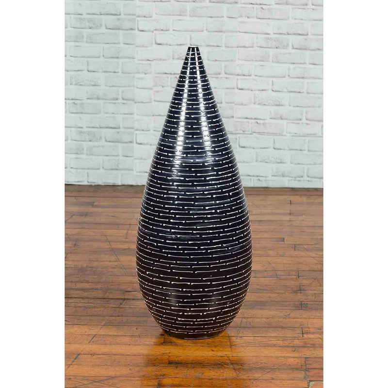 Thai Chiang Mai Contemporary Black and White Vase from the Prem Collection-YN6970-9. Asian & Chinese Furniture, Art, Antiques, Vintage Home Décor for sale at FEA Home