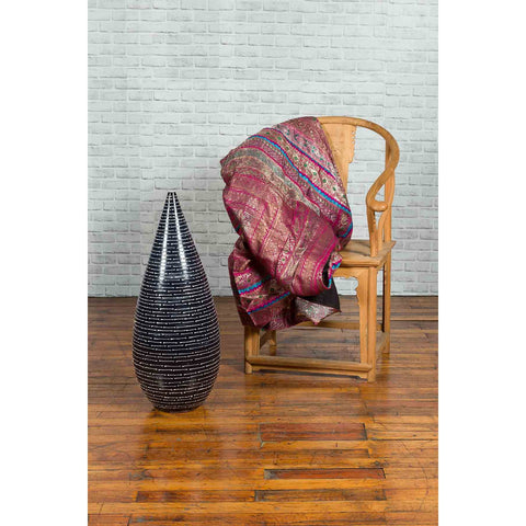 Thai Chiang Mai Contemporary Black and White Vase from the Prem Collection-YN6970-3. Asian & Chinese Furniture, Art, Antiques, Vintage Home Décor for sale at FEA Home