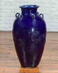 Large Antique Early 20th Century Vietnamese Blue Martaban Jar with Raised Motifs-2. Asian & Chinese Furniture, Art, Antiques, Vintage Home Décor for sale at FEA Home