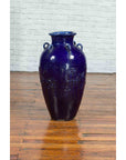 Large Antique Early 20th Century Vietnamese Blue Martaban Jar with Raised Motifs-5. Asian & Chinese Furniture, Art, Antiques, Vintage Home Décor for sale at FEA Home