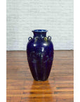 Large Antique Early 20th Century Vietnamese Blue Martaban Jar with Raised Motifs-9. Asian & Chinese Furniture, Art, Antiques, Vintage Home Décor for sale at FEA Home