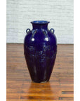 Large Antique Early 20th Century Vietnamese Blue Martaban Jar with Raised Motifs-10. Asian & Chinese Furniture, Art, Antiques, Vintage Home Décor for sale at FEA Home