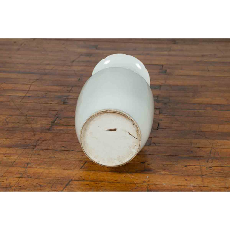 Chinese Vintage Blanc de Chine White Porcelain Vase with Decorative Motifs-YN6976-12. Asian & Chinese Furniture, Art, Antiques, Vintage Home Décor for sale at FEA Home