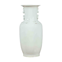 Chinese Vintage Blanc de Chine White Porcelain Vase with Decorative Motifs