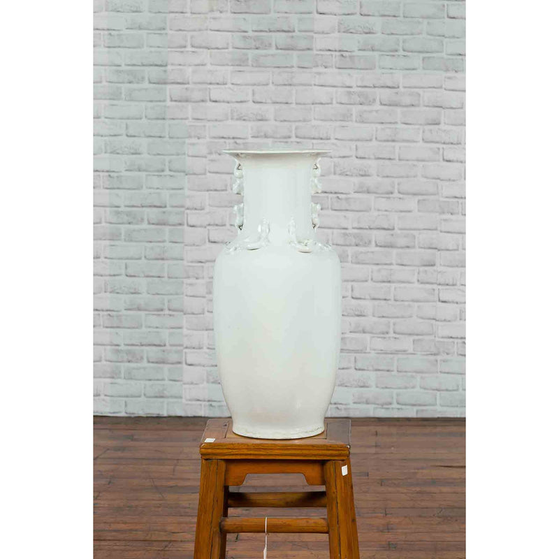 Chinese Vintage Blanc de Chine White Porcelain Vase with Decorative Motifs-YN6976-4. Asian & Chinese Furniture, Art, Antiques, Vintage Home Décor for sale at FEA Home