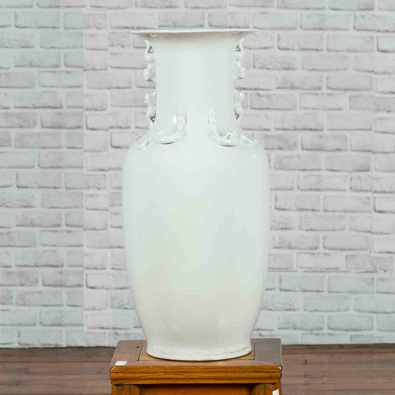 Chinese Vintage Blanc de Chine White Porcelain Vase with Decorative Motifs-YN6976-2. Asian & Chinese Furniture, Art, Antiques, Vintage Home Décor for sale at FEA Home