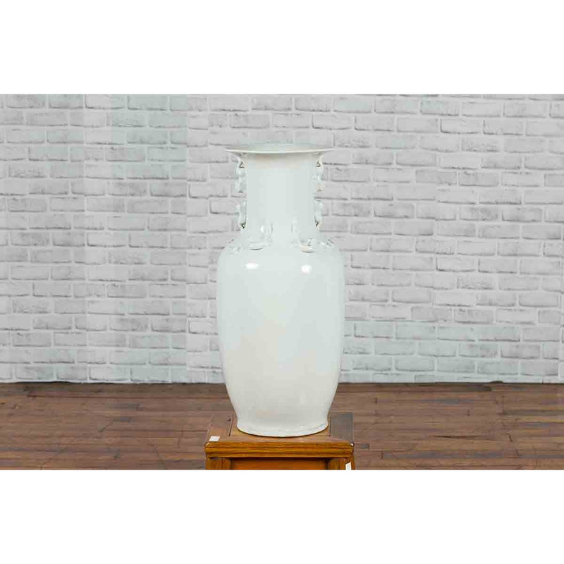 Chinese Vintage Blanc de Chine White Porcelain Vase with Decorative Motifs-YN6976-5. Asian & Chinese Furniture, Art, Antiques, Vintage Home Décor for sale at FEA Home