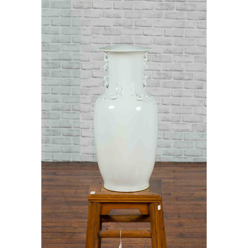 Chinese Vintage Blanc de Chine White Porcelain Vase with Decorative Motifs-YN6976-6. Asian & Chinese Furniture, Art, Antiques, Vintage Home Décor for sale at FEA Home