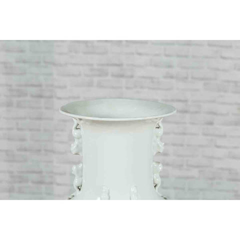 Chinese Vintage Blanc de Chine White Porcelain Vase with Decorative Motifs-YN6976-7. Asian & Chinese Furniture, Art, Antiques, Vintage Home Décor for sale at FEA Home