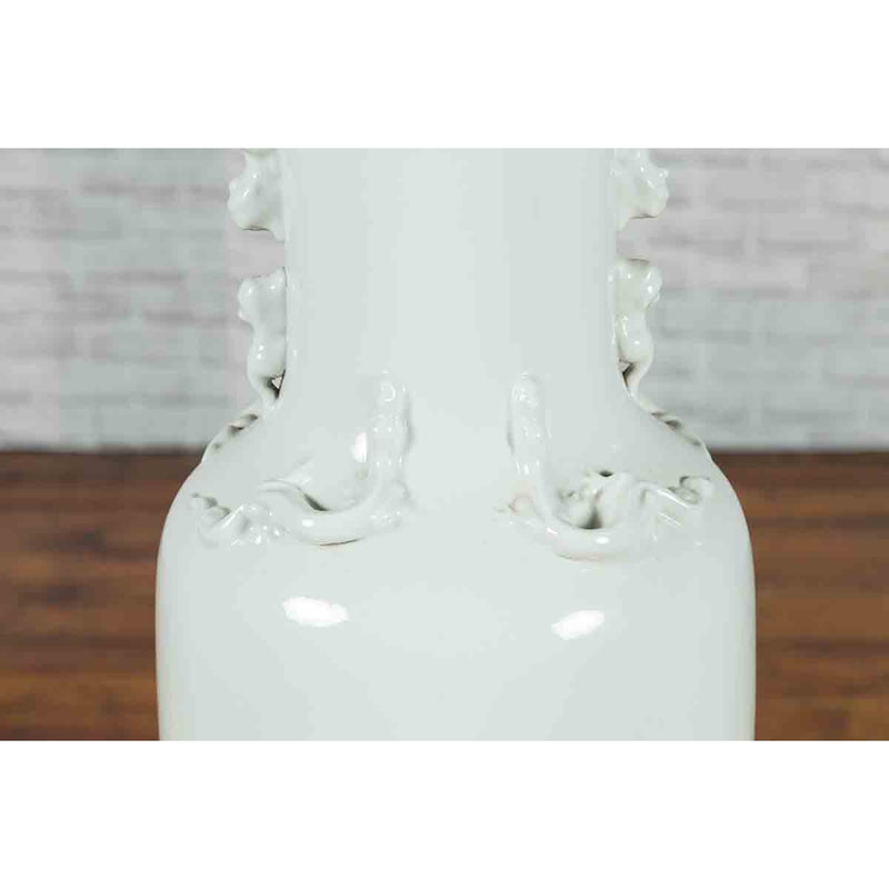 Chinese Vintage Blanc de Chine White Porcelain Vase with Decorative Motifs-YN6976-8. Asian & Chinese Furniture, Art, Antiques, Vintage Home Décor for sale at FEA Home