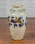 19th Century Martaban Vase with Blue, Green and Brown Bird Motifs and Loops-2. Asian & Chinese Furniture, Art, Antiques, Vintage Home Décor for sale at FEA Home