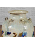 19th Century Martaban Vase with Blue, Green and Brown Bird Motifs and Loops-6. Asian & Chinese Furniture, Art, Antiques, Vintage Home Décor for sale at FEA Home