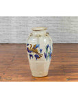 19th Century Martaban Vase with Blue, Green and Brown Bird Motifs and Loops-10. Asian & Chinese Furniture, Art, Antiques, Vintage Home Décor for sale at FEA Home