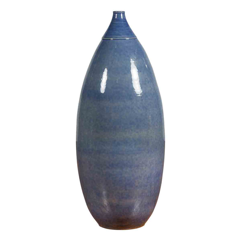 Large Thai Chiang Mai Contemporary Blue Tapered Vase from the Prem Collection- Asian Antiques, Vintage Home Decor & Chinese Furniture - FEA Home