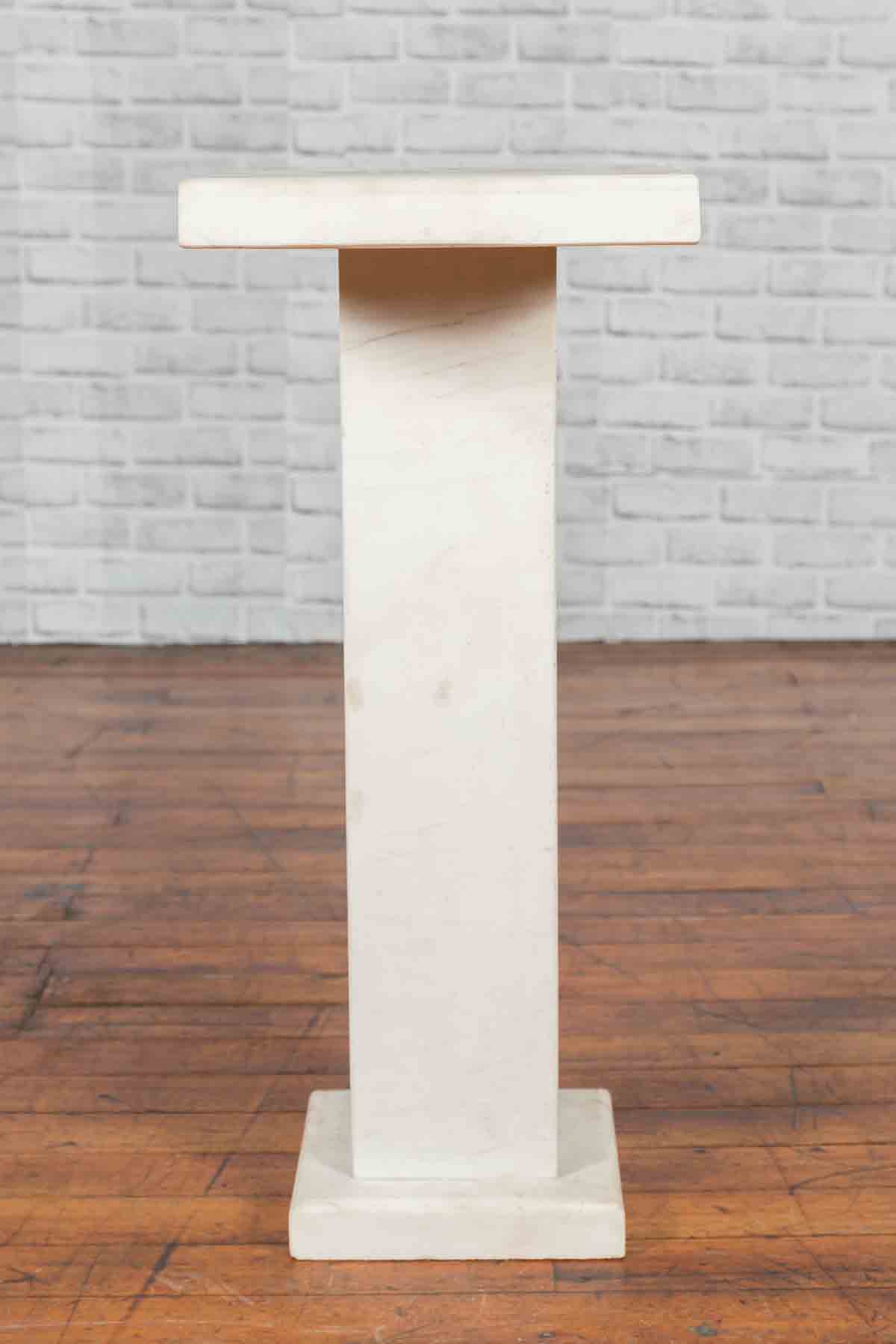 Contemporary White Marble Stand with Ace of Spades Motif and Pedestal Baseq-5. Asian &amp; Chinese Furniture, Art, Antiques, Vintage Home Décor for sale at FEA Home