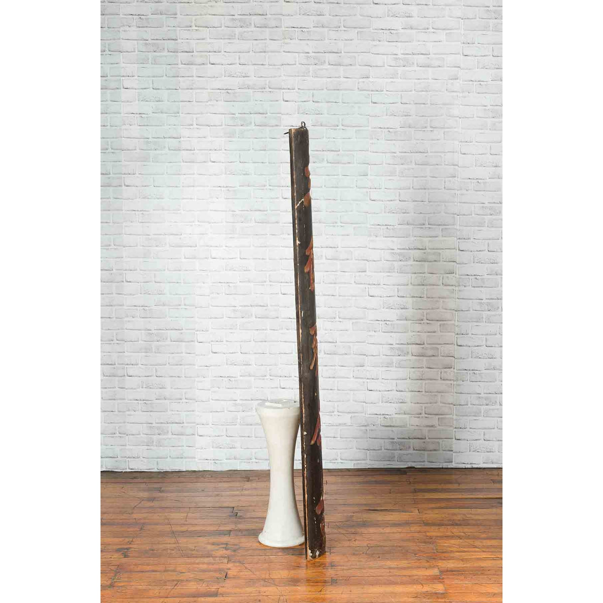 Chinese 19th Century Black Vertical Sign with Gold and Red Calligraphy-10. Asian &amp; Chinese Furniture, Art, Antiques, Vintage Home Décor for sale at FEA Home