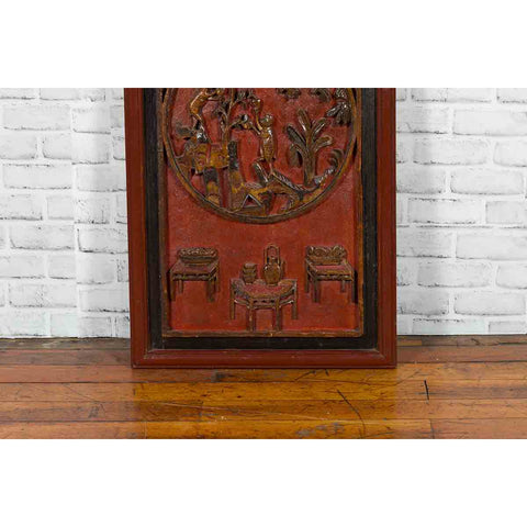 19th Century Qing Dynasty Panel with Mythical Creatures & Monkeys
