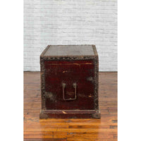 Chinese Qing Dynasty 19th Century Distressed Blanket Chest with Iron Fittings