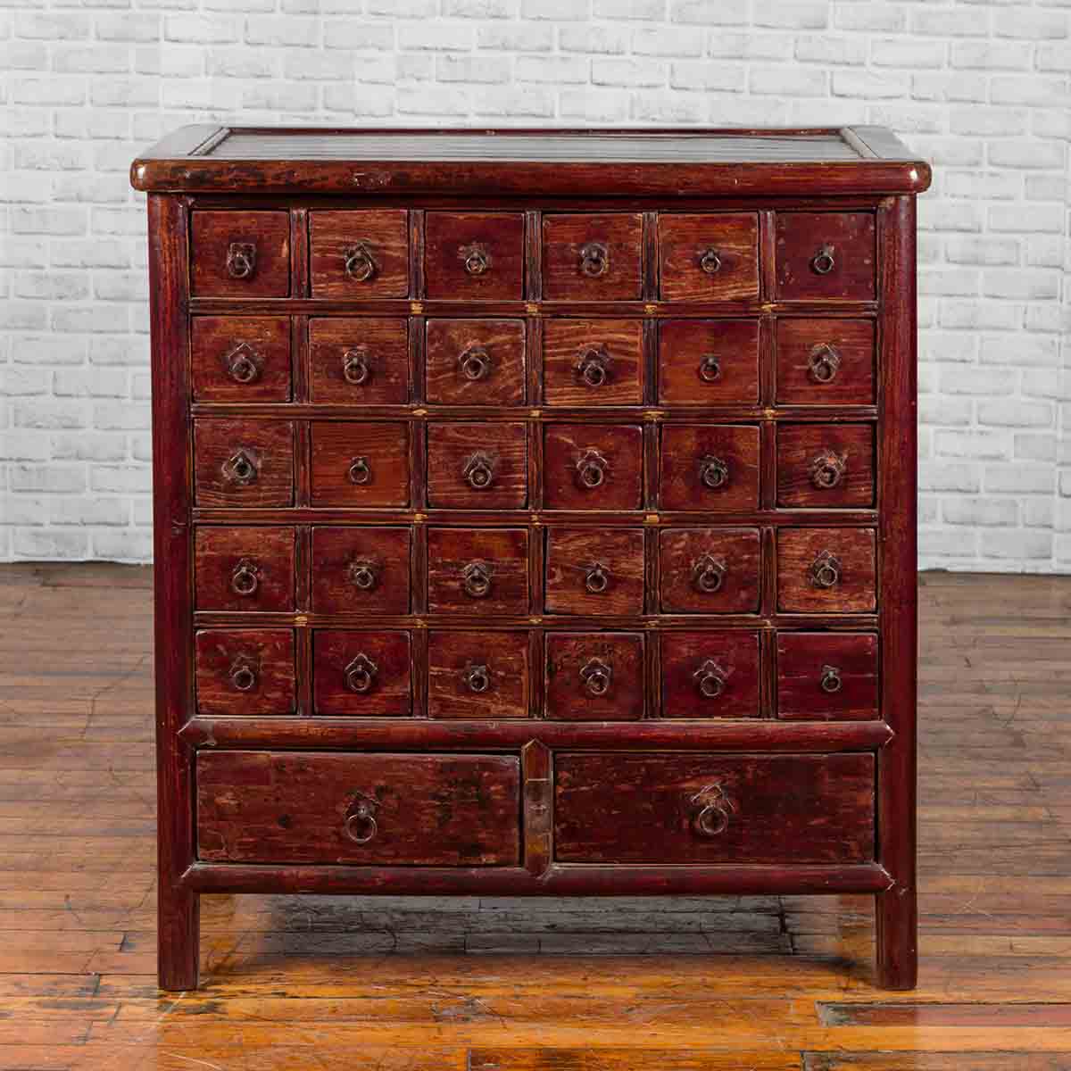 Chinese Qing Dynasty Period Apothecary Chest with 32 Drawers and Aged Patina-2. Asian & Chinese Furniture, Art, Antiques, Vintage Home Décor for sale at FEA Home