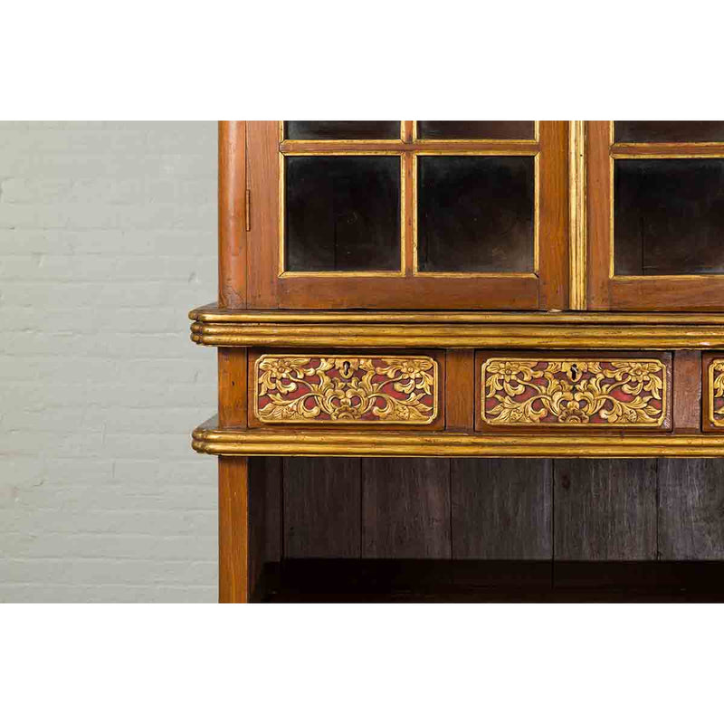 20th Century Indonesian Cabinet with Decorative Midsection Drawers