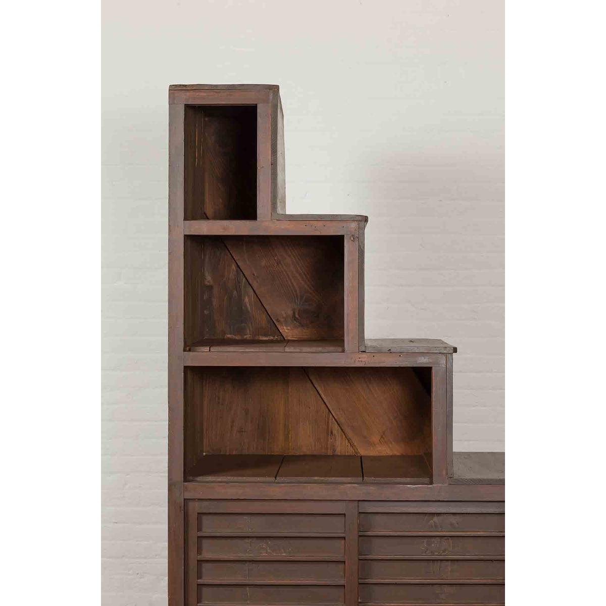 Japanese Tansu Cabinet with Staircase Design, Sliding Doors and Drawers-4. Asian &amp; Chinese Furniture, Art, Antiques, Vintage Home Décor for sale at FEA Home