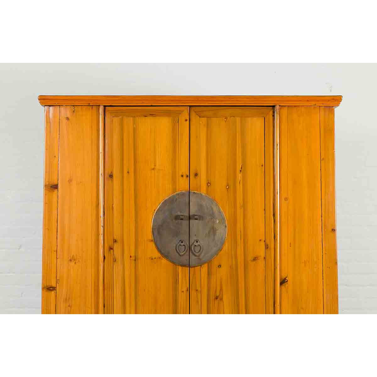 Chinese Qing Dynasty 19th Century Tapered Cabinet with Round Medallion Hardware-4. Asian &amp; Chinese Furniture, Art, Antiques, Vintage Home Décor for sale at FEA Home