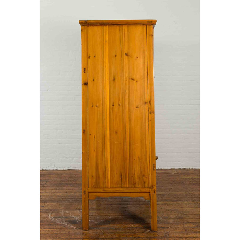 Chinese Qing Dynasty 19th Century Tapered Cabinet with Round Medallion Hardware-YN7002-11. Asian & Chinese Furniture, Art, Antiques, Vintage Home Décor for sale at FEA Home