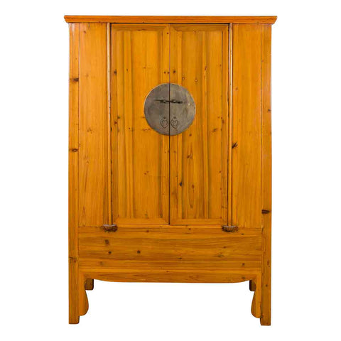 Chinese Qing Dynasty 19th Century Tapered Cabinet with Round Medallion Hardware-YN7002-1. Asian & Chinese Furniture, Art, Antiques, Vintage Home Décor for sale at FEA Home