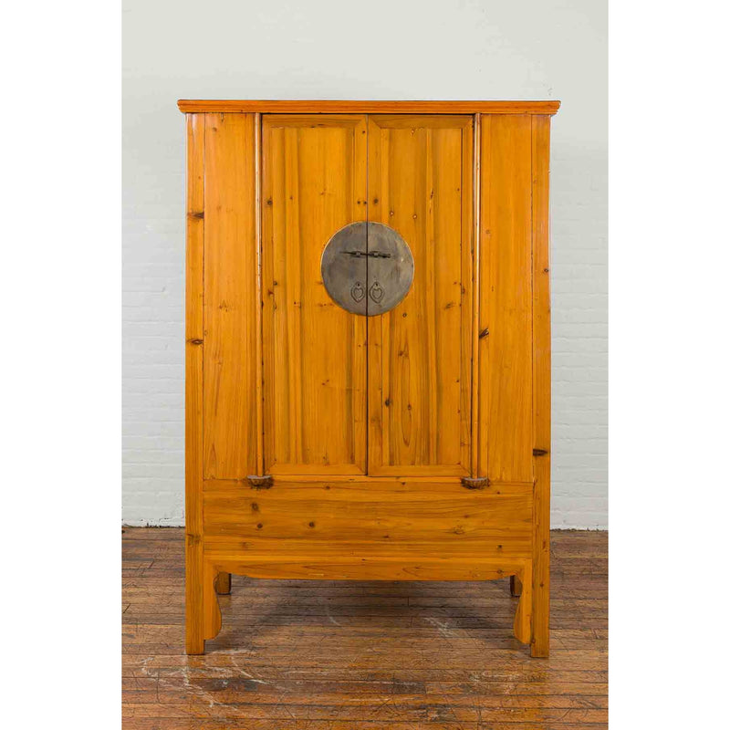 Chinese Qing Dynasty 19th Century Tapered Cabinet with Round Medallion Hardware-YN7002-2. Asian & Chinese Furniture, Art, Antiques, Vintage Home Décor for sale at FEA Home