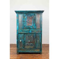Large 19th Century Royal Teal Cabinet