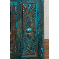 Large 19th Century Royal Teal Cabinet
