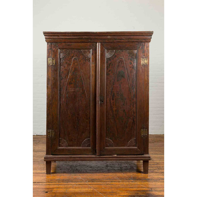 19th Century Teak Wood Cabinet with Diamond Motif Doors-YN7004-2. Asian & Chinese Furniture, Art, Antiques, Vintage Home Décor for sale at FEA Home
