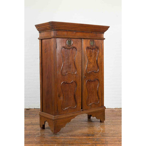 Indonesian Early 20th Century Carved Teak Wood Cabinet with Molded Cartouches-YN7006-4. Asian & Chinese Furniture, Art, Antiques, Vintage Home Décor for sale at FEA Home
