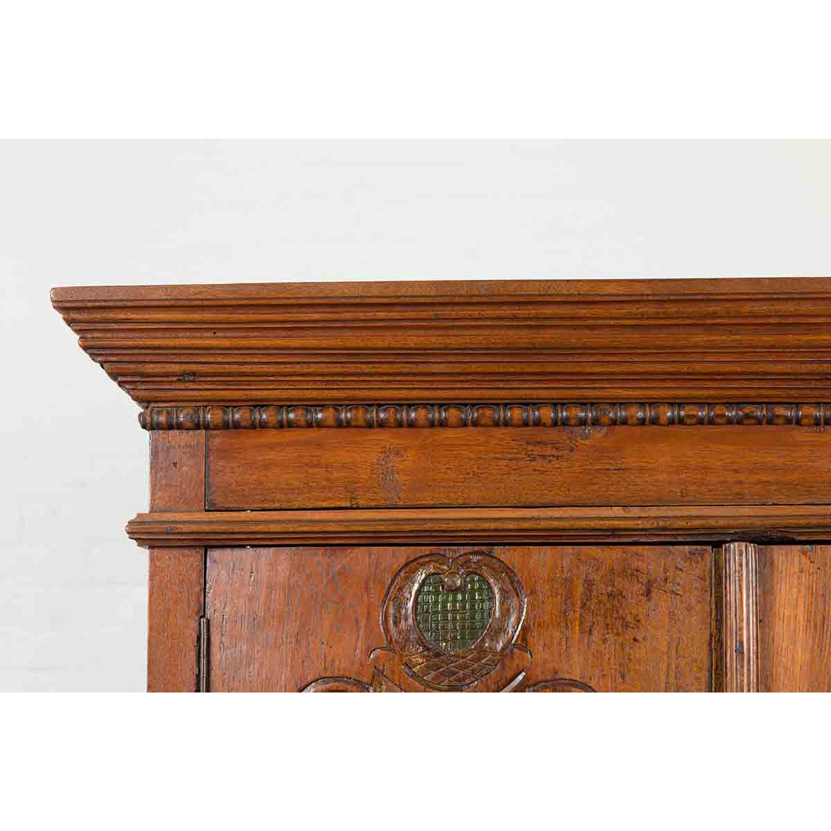 Indonesian Early 20th Century Carved Teak Wood Cabinet with Molded Cartouches-8. Asian &amp; Chinese Furniture, Art, Antiques, Vintage Home Décor for sale at FEA Home