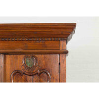 Indonesian Early 20th Century Carved Teak Wood Cabinet with Molded Cartouches