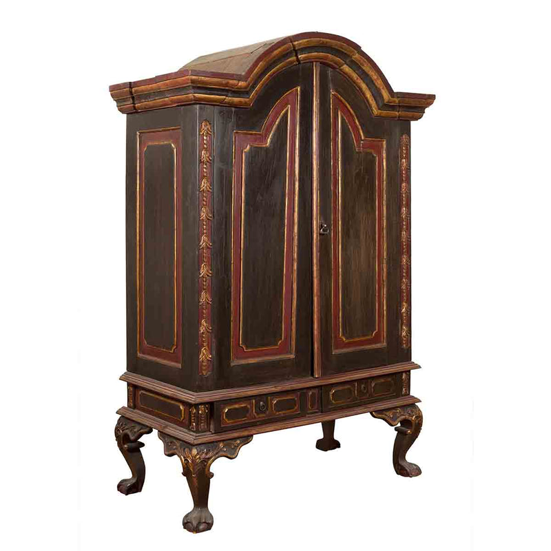 Dutch Colonial Early 20th Century Cabinet with Bonnet Top and Cabriole Legs-YN7008-1. Asian & Chinese Furniture, Art, Antiques, Vintage Home Décor for sale at FEA Home