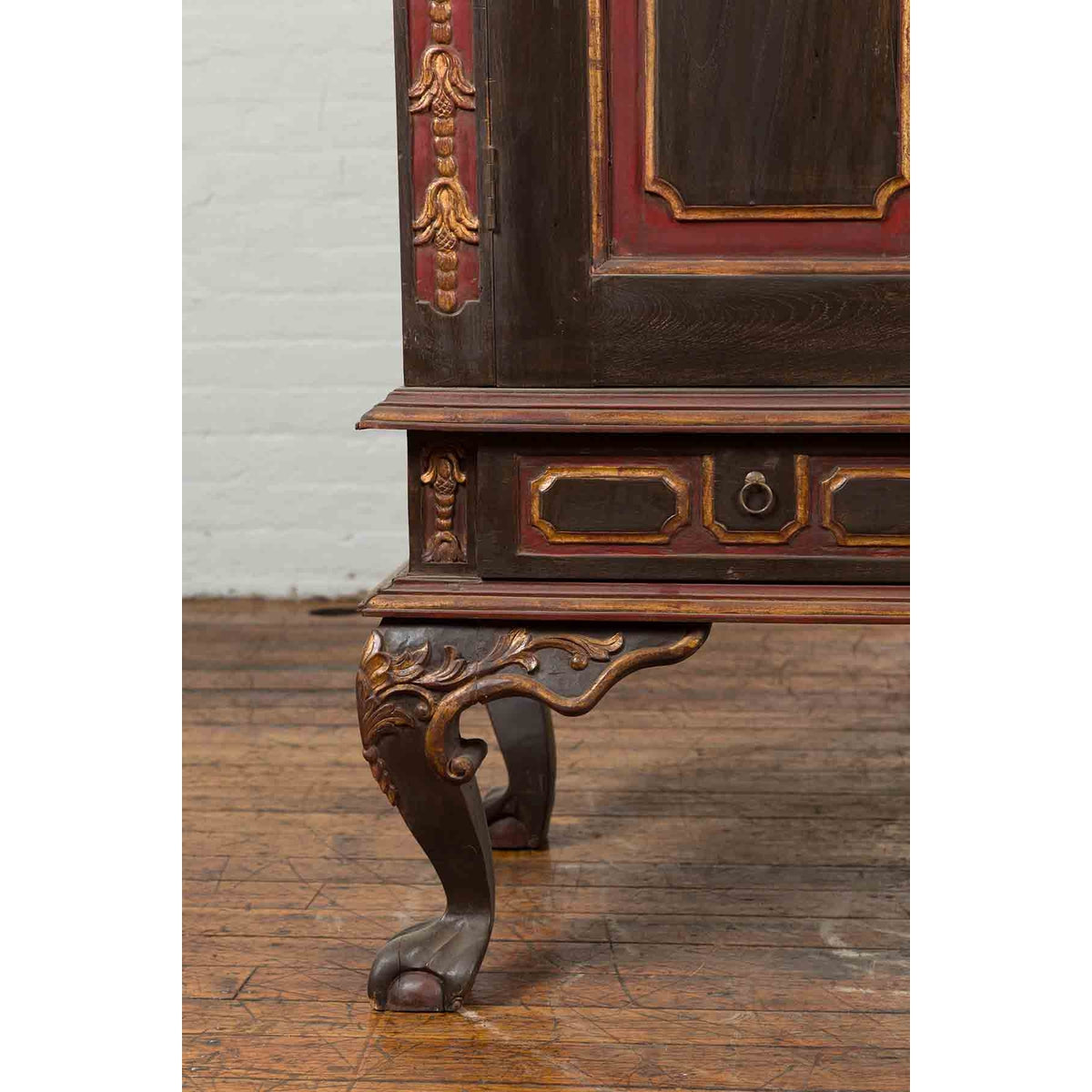 Dutch Colonial Early 20th Century Cabinet with Bonnet Top and Cabriole Legs-10. Asian &amp; Chinese Furniture, Art, Antiques, Vintage Home Décor for sale at FEA Home