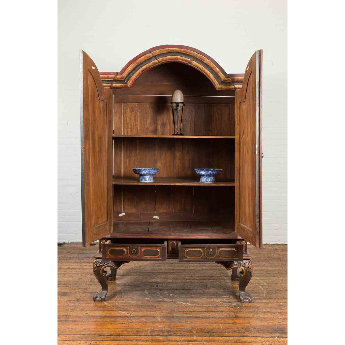 Dutch Colonial Early 20th Century Cabinet with Bonnet Top and Cabriole Legs-4. Asian &amp; Chinese Furniture, Art, Antiques, Vintage Home Décor for sale at FEA Home