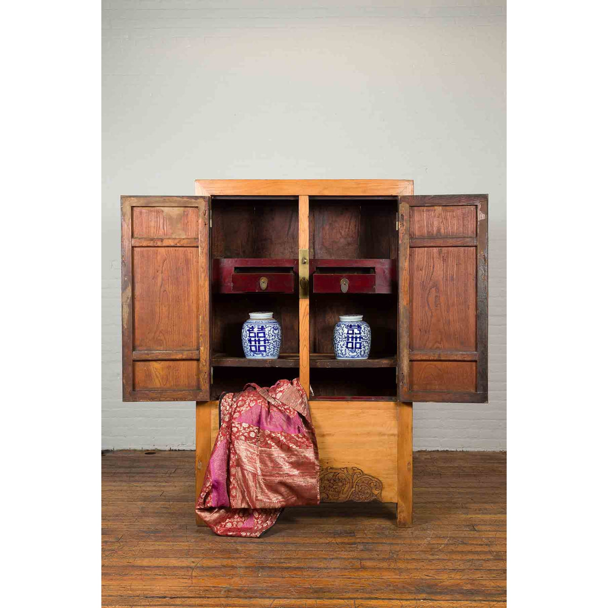Vintage Elmwood Wedding Cabinet with Hidden Drawers-3. Asian &amp; Chinese Furniture, Art, Antiques, Vintage Home Décor for sale at FEA Home