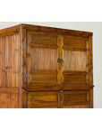 Chinese Vintage Wood and Bamboo Cabinet with Double Doors and Openwork Apron-12. Asian & Chinese Furniture, Art, Antiques, Vintage Home Décor for sale at FEA Home