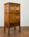 Chinese Vintage Wood and Bamboo Cabinet with Double Doors and Openwork Apron-2. Asian & Chinese Furniture, Art, Antiques, Vintage Home Décor for sale at FEA Home