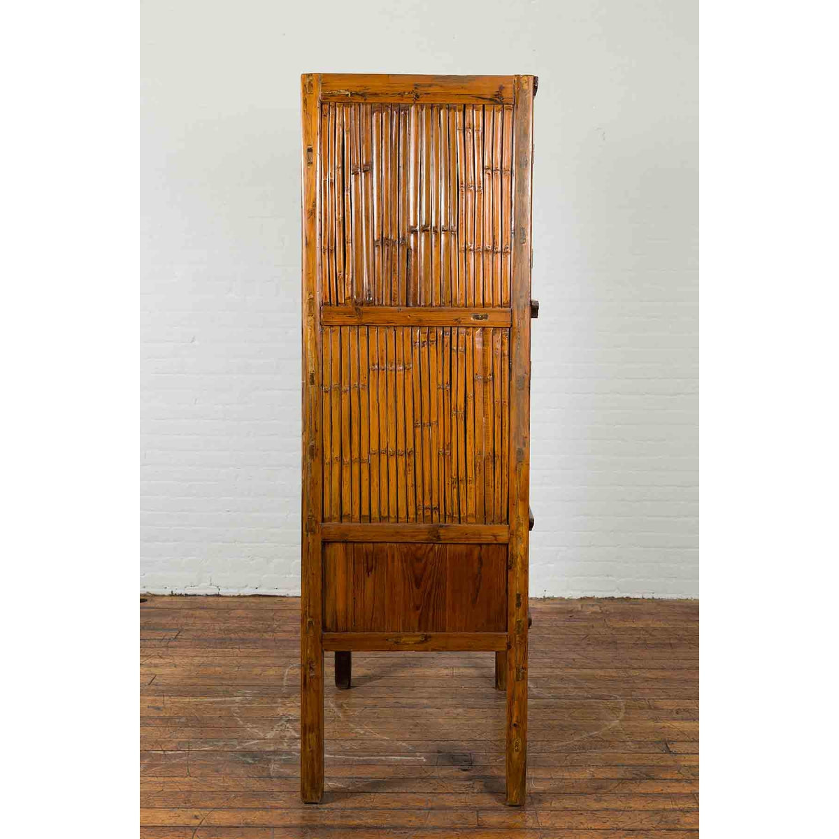 Chinese Vintage Wood and Bamboo Cabinet with Double Doors and Openwork Apron-13. Asian &amp; Chinese Furniture, Art, Antiques, Vintage Home Décor for sale at FEA Home
