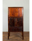 Chinese Vintage Wood and Bamboo Cabinet with Double Doors and Openwork Apron-14. Asian & Chinese Furniture, Art, Antiques, Vintage Home Décor for sale at FEA Home