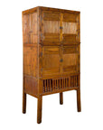 Chinese Vintage Wood and Bamboo Cabinet with Double Doors and Openwork Apron-1. Asian & Chinese Furniture, Art, Antiques, Vintage Home Décor for sale at FEA Home
