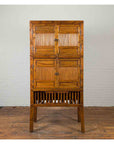 Chinese Vintage Wood and Bamboo Cabinet with Double Doors and Openwork Apron-5. Asian & Chinese Furniture, Art, Antiques, Vintage Home Décor for sale at FEA Home