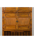 Chinese Vintage Wood and Bamboo Cabinet with Double Doors and Openwork Apron-7. Asian & Chinese Furniture, Art, Antiques, Vintage Home Décor for sale at FEA Home